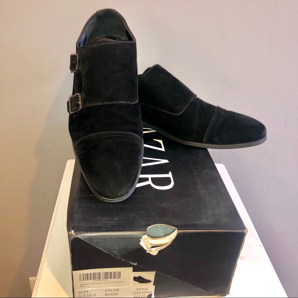 Men’s Black Suede Double Monk Strap Shoes
